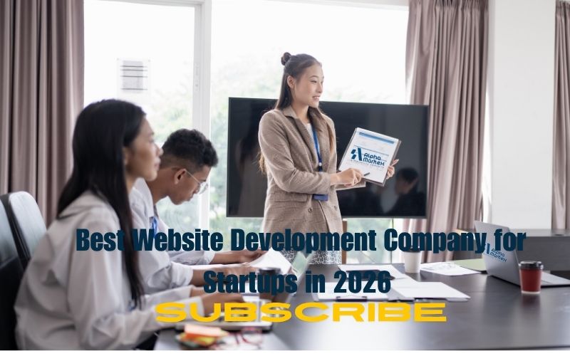 Startup team discussing website development strategy in 2026